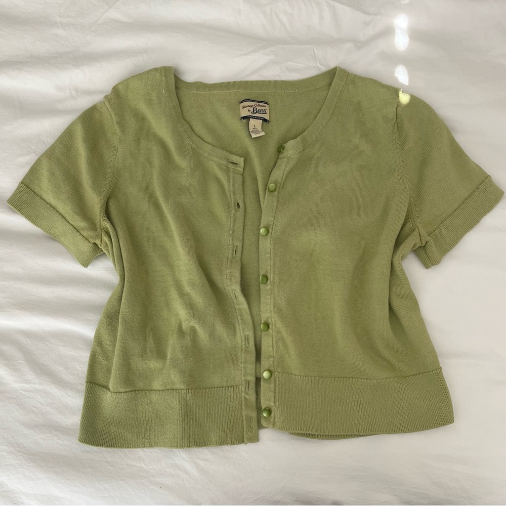 vintage pastel green short sleeve cardigan